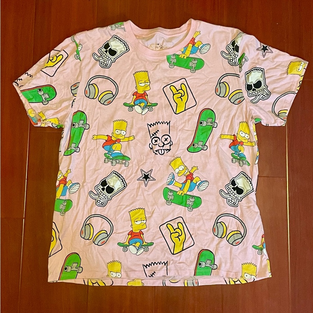 Bart Simpson Pink Graphic T-Shirt